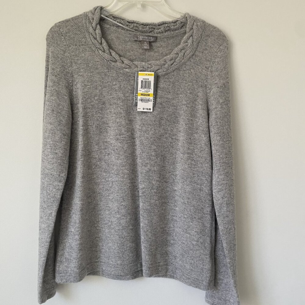 Charter Club Cashmere Braided Neck Sweater Women’s size M - 2 Ply